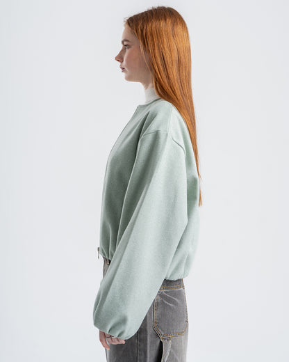 Mint Cropped Long Sleeve Bomber Jacket