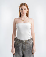 White Ribbed Tube Top