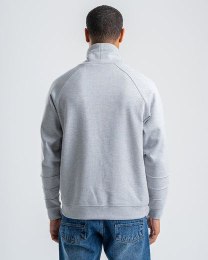 Men's Gray Ribbed Fleece High Neck Sweatshirt