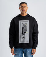 Men's Black Printed Casual Hoodie
