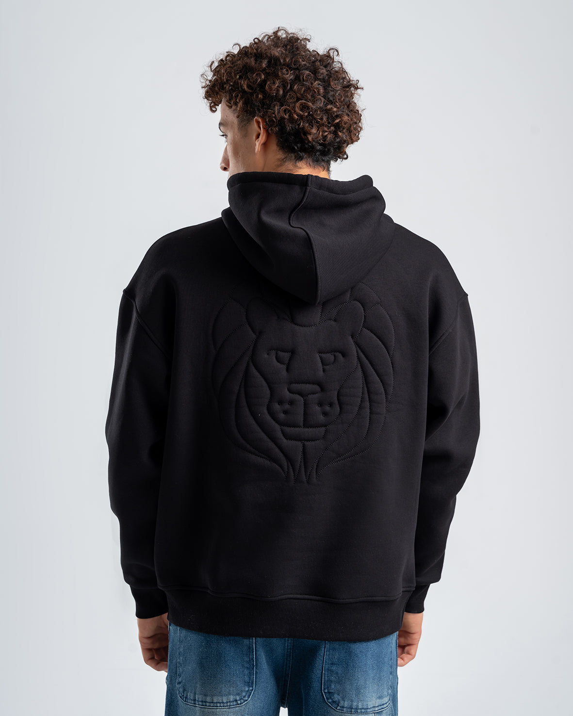 Men's Black embroidered Casual Hoodie