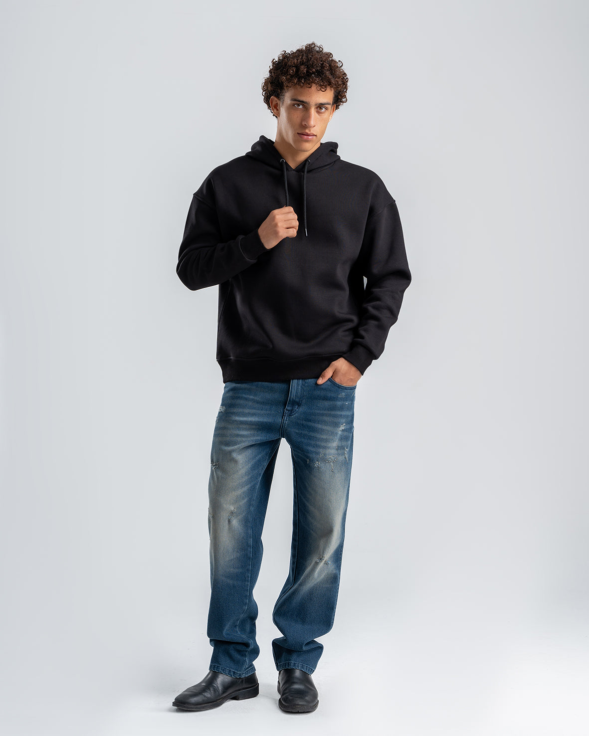 Men's Black embroidered Casual Hoodie