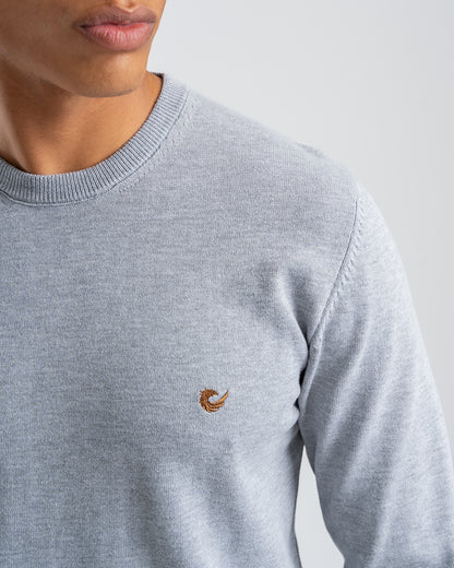 Men's Wool Gray  Pullover With small embroidery