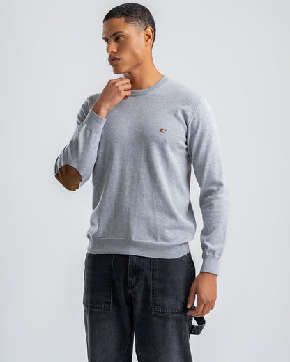 Men's Wool Gray  Pullover With small embroidery