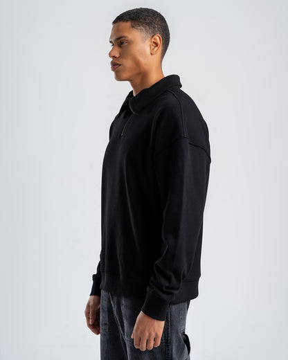 Black Sweatshirt with zip-up collar