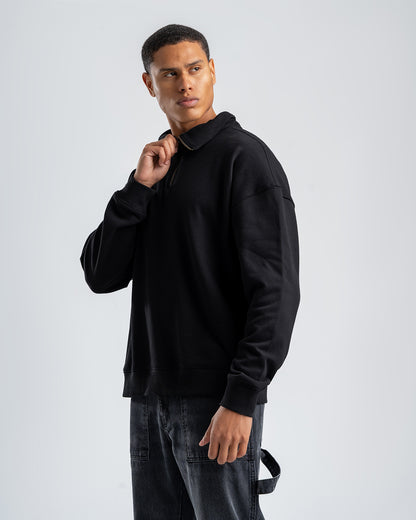 Black Sweatshirt with zip-up collar