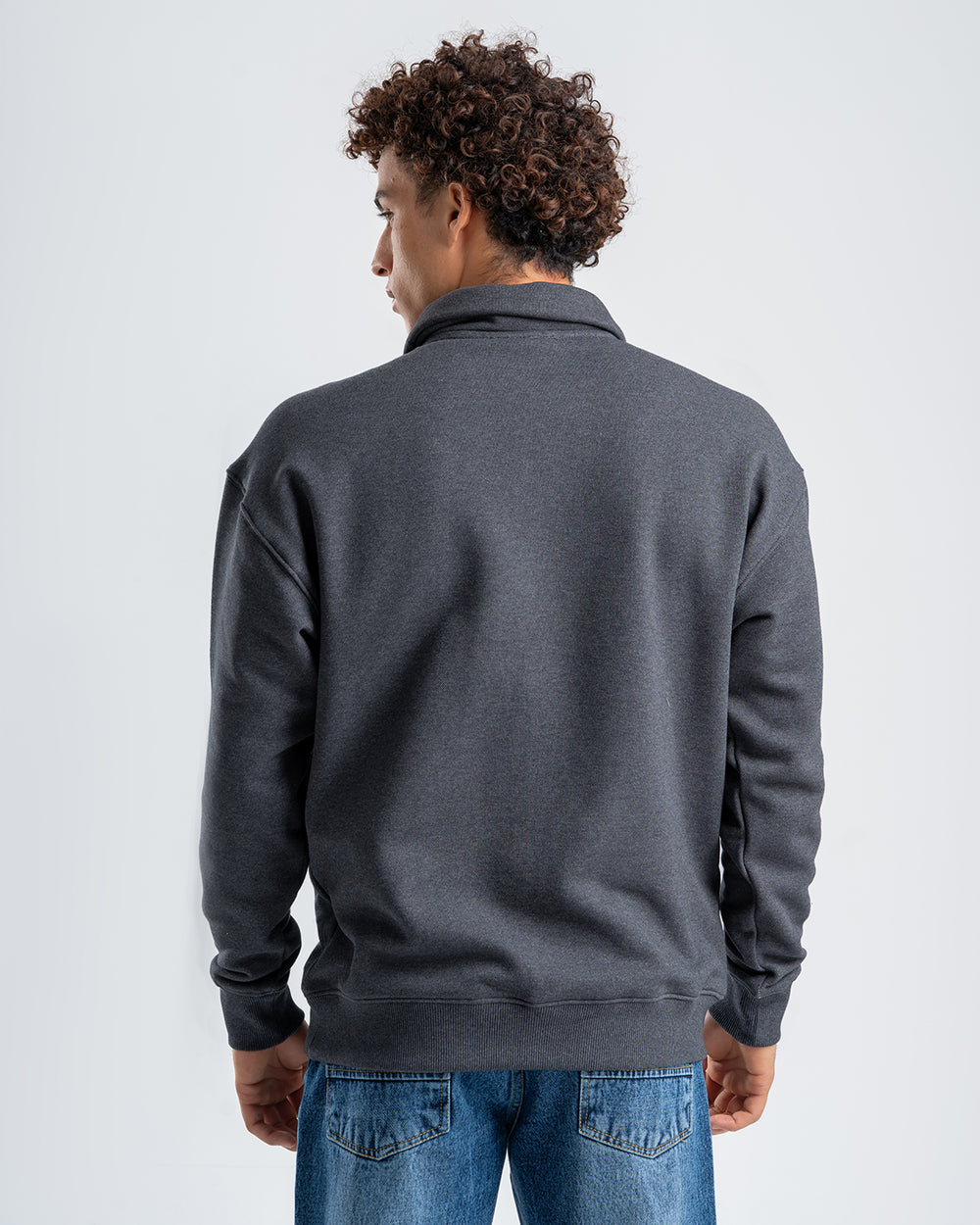 Dark Gray Sweatshirt with zip-up collar