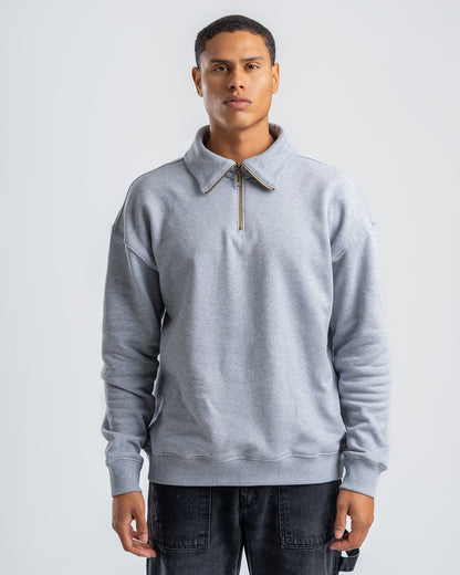 Gray Sweatshirt with zip-up collar