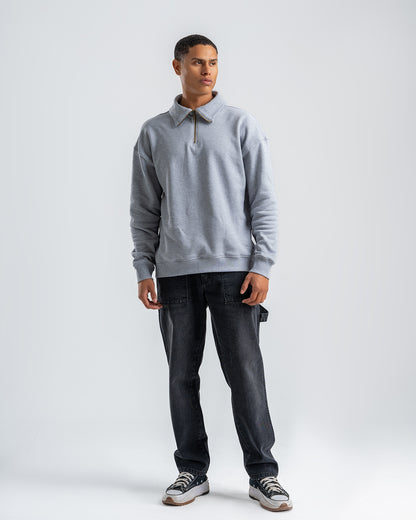 Gray Sweatshirt with zip-up collar