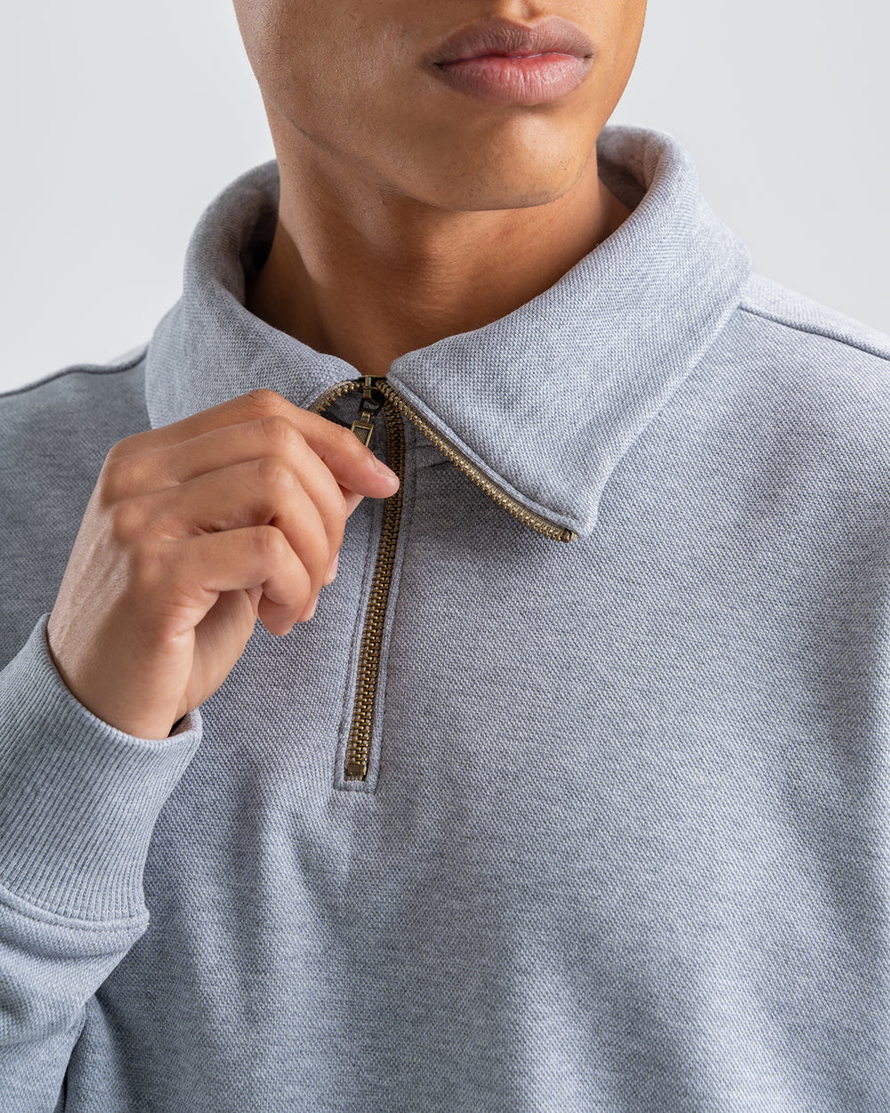 Gray Sweatshirt with zip-up collar