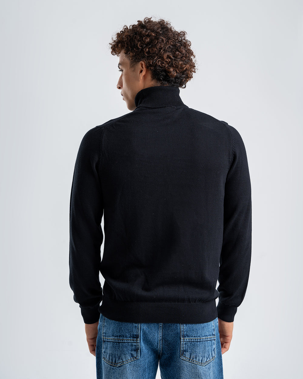 Men's Black Slim Fit Turtleneck Sweater