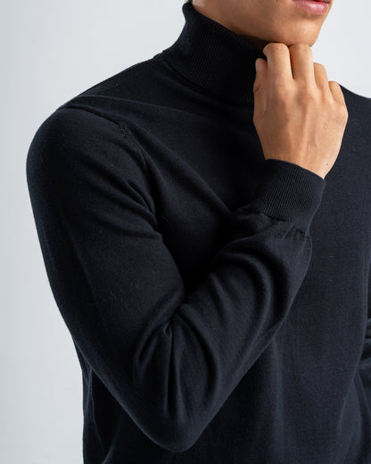 Men's Black Slim Fit Turtleneck Sweater