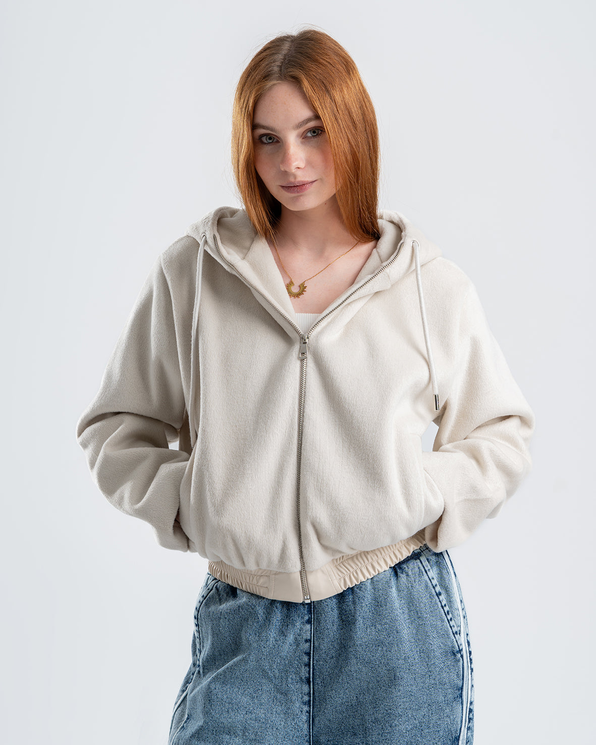 Women's Faux Fur Light Biege Jacket