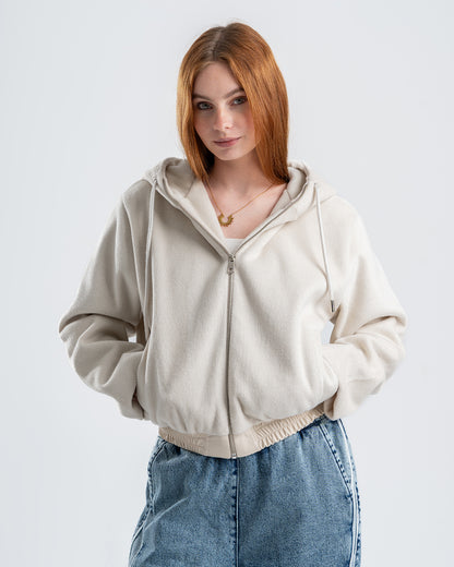 Women's Faux Fur Light Biege Jacket