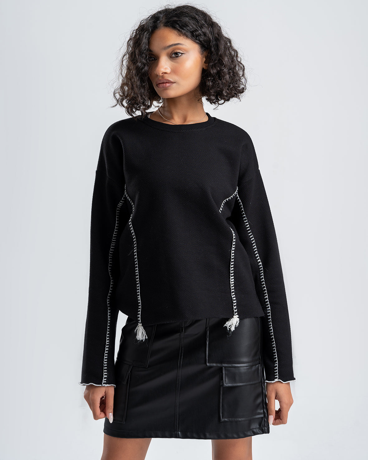 Black Blouse With stitch detail