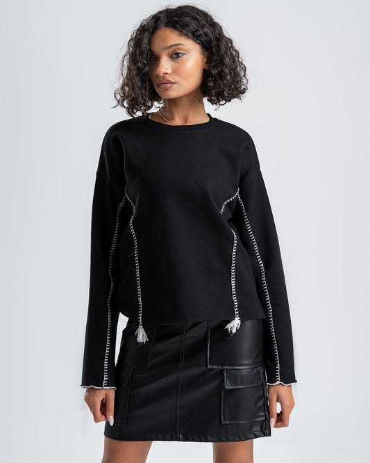 Black Blouse With stitch detail