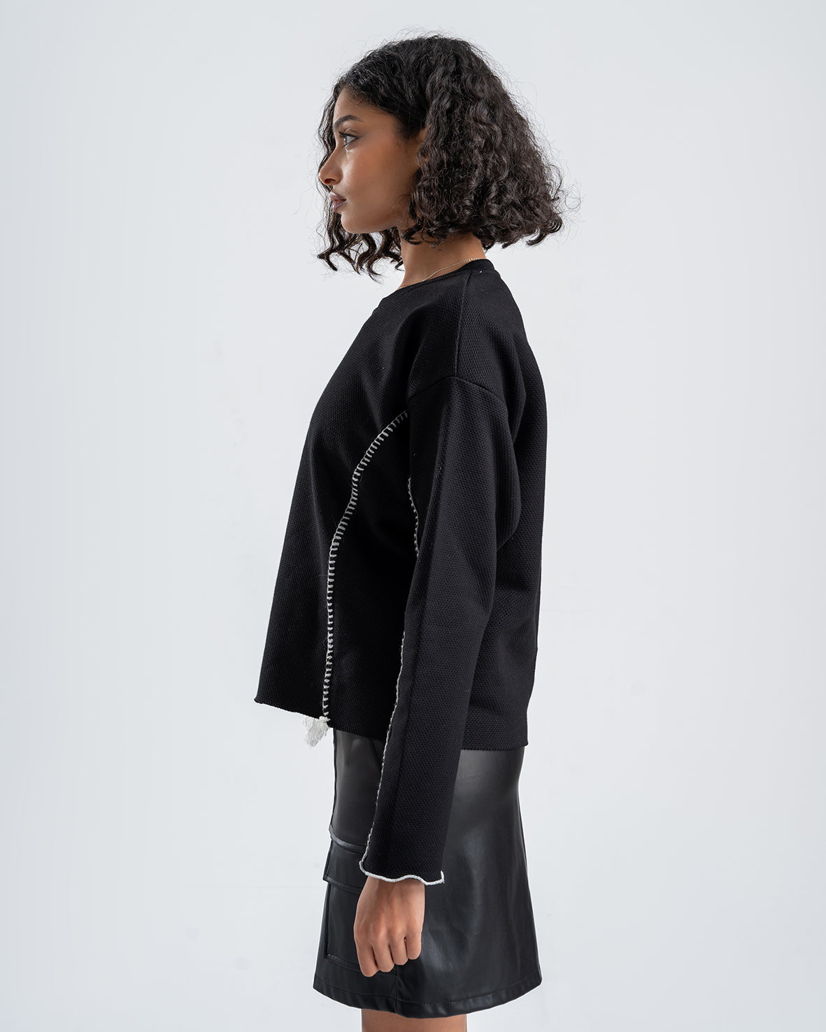 Black Blouse With stitch detail