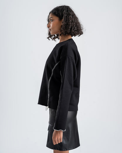 Black Blouse With stitch detail