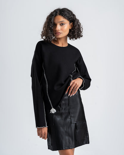 Black Blouse With stitch detail