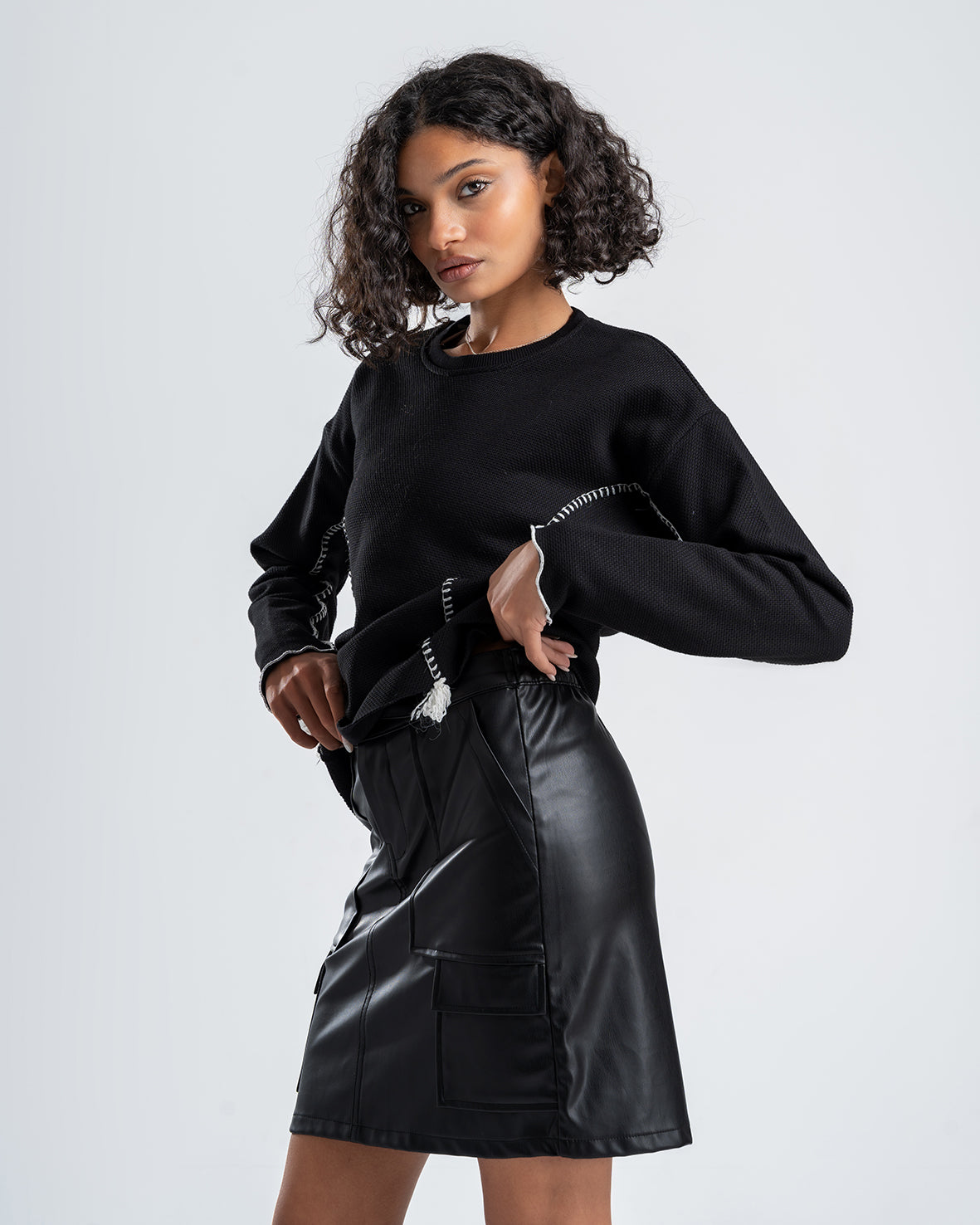 Black Blouse With stitch detail