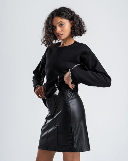 Black Blouse With stitch detail