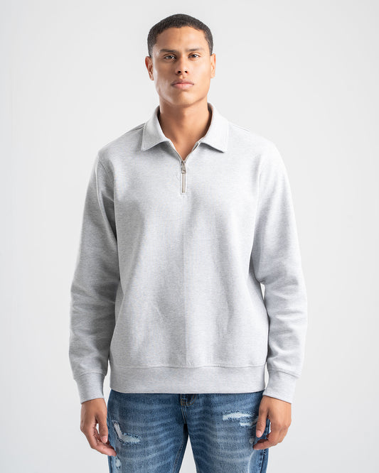 Light Grey QUARTER-ZIP POLO
