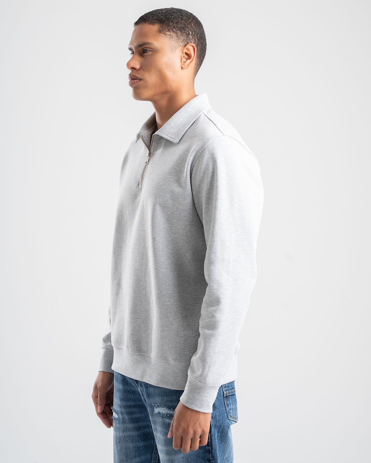 Light Grey QUARTER-ZIP POLO