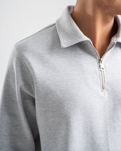 Light Grey QUARTER-ZIP POLO