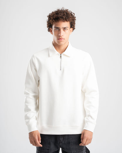 WHITE QUARTER-ZIP POLO