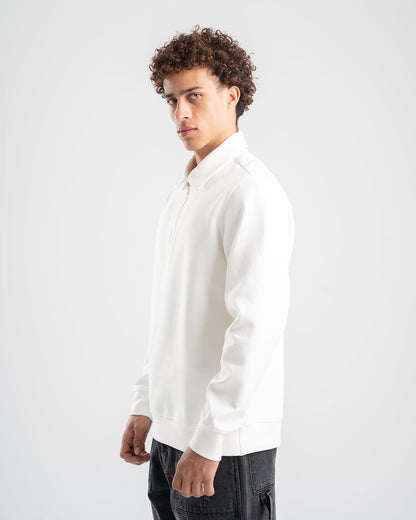 WHITE QUARTER-ZIP POLO