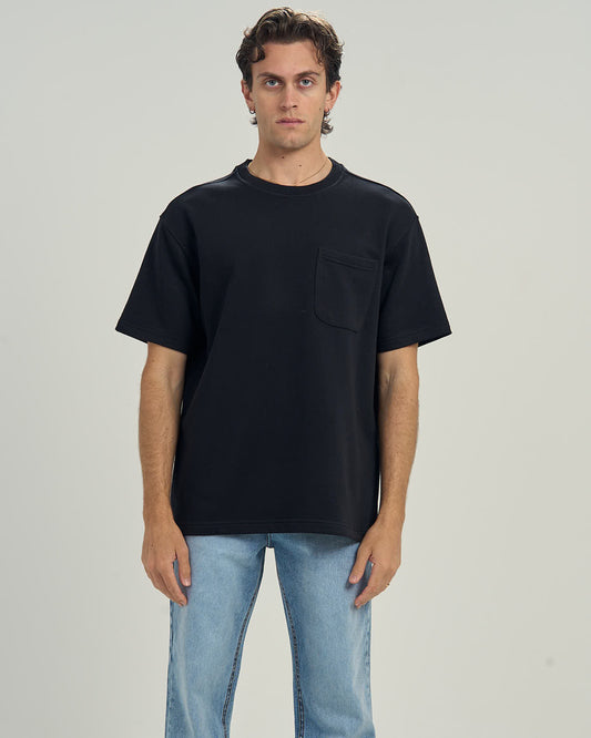 Oversized Pocket Tee In Black