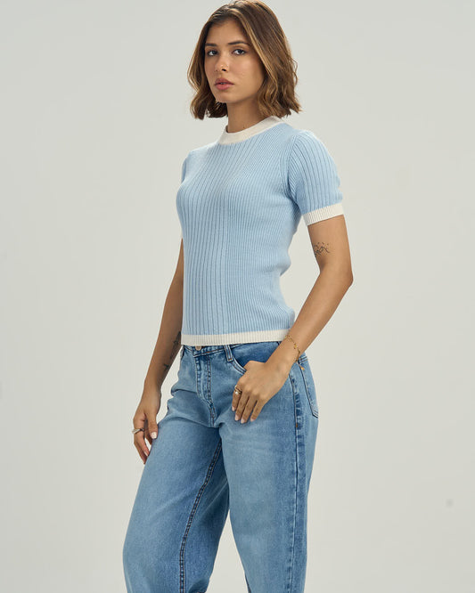 Knit Tee In Sky blue