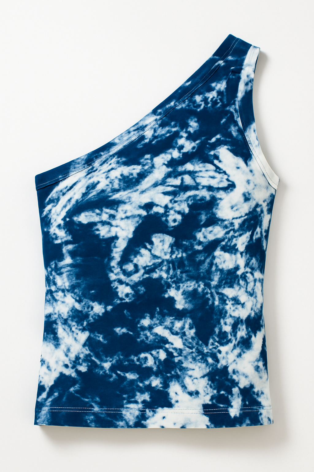 Tie Dye One Shoulder Shirt- dark blue