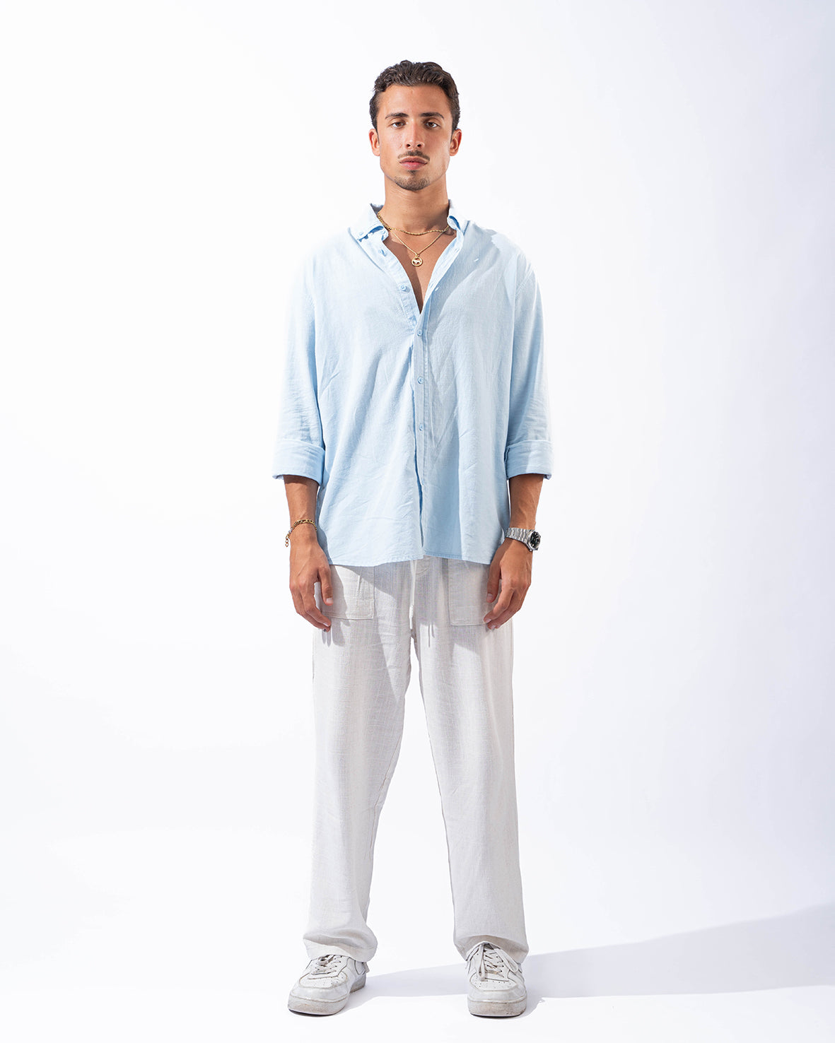 Unisex Sky Blue Linen Shirt