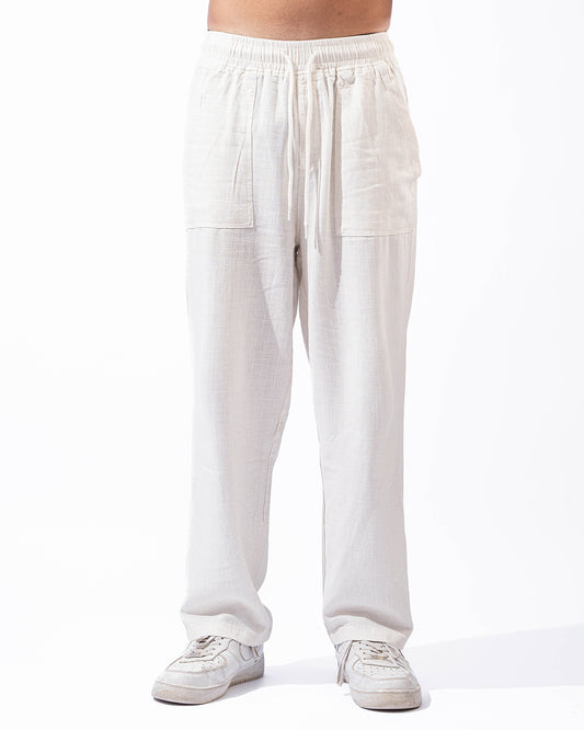 Unisex White New Linen Pants