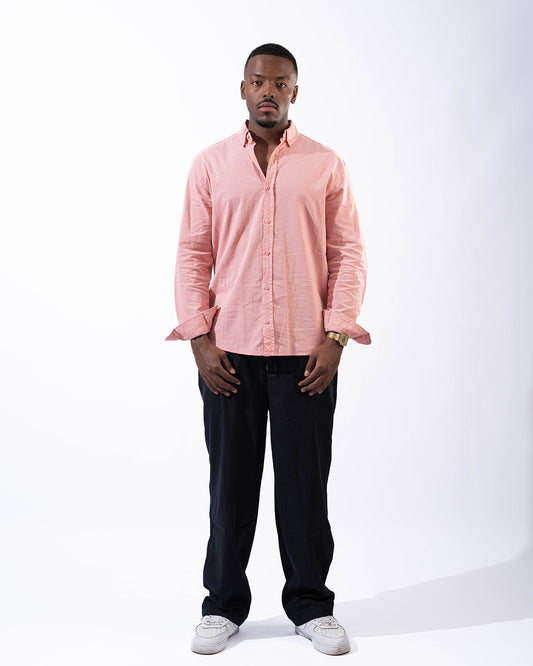 Unisex Pink Linen Shirt