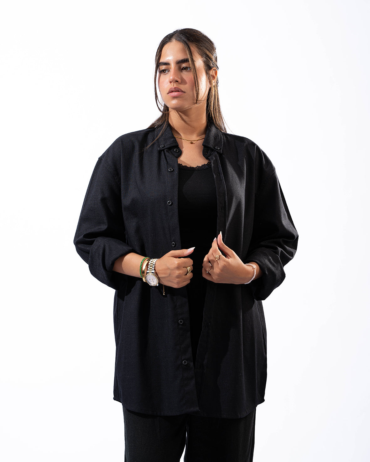 Unisex Black Linen Shirt