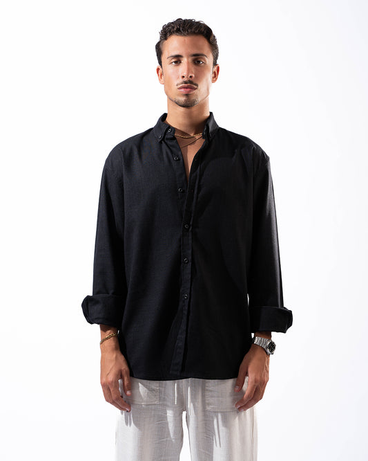 Unisex Black Linen Shirt