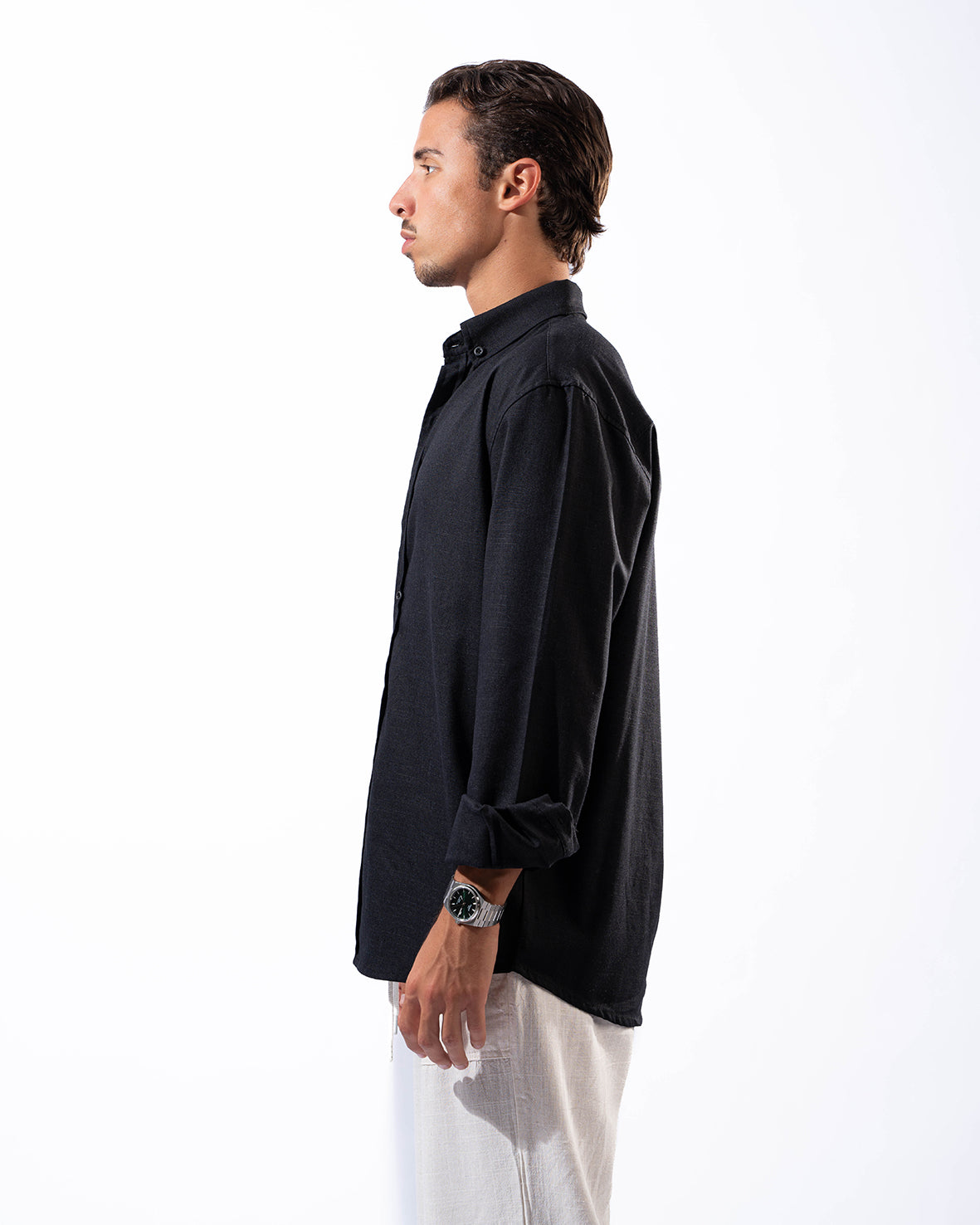 Unisex Black Linen Shirt