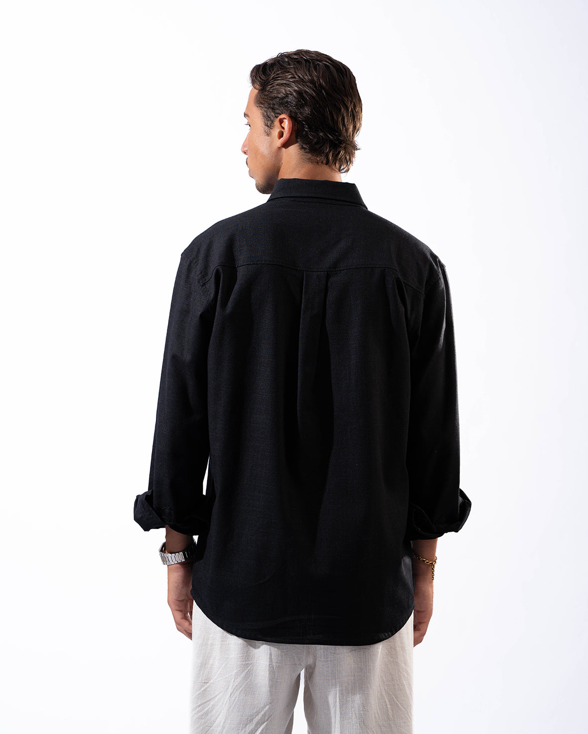 Unisex Black Linen Shirt