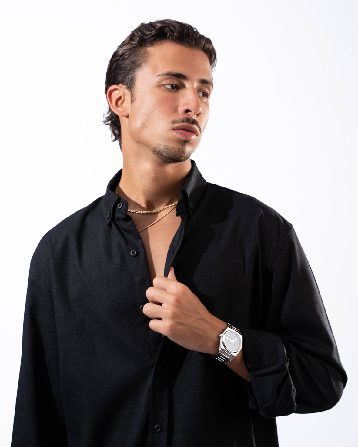 Unisex Black Linen Shirt