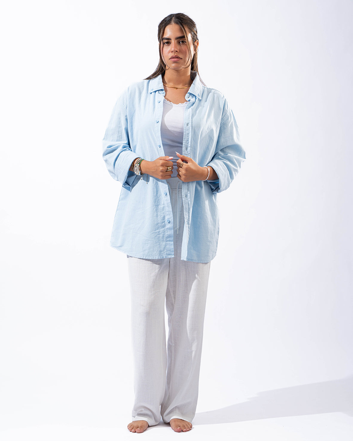 Unisex Sky Blue Linen Shirt