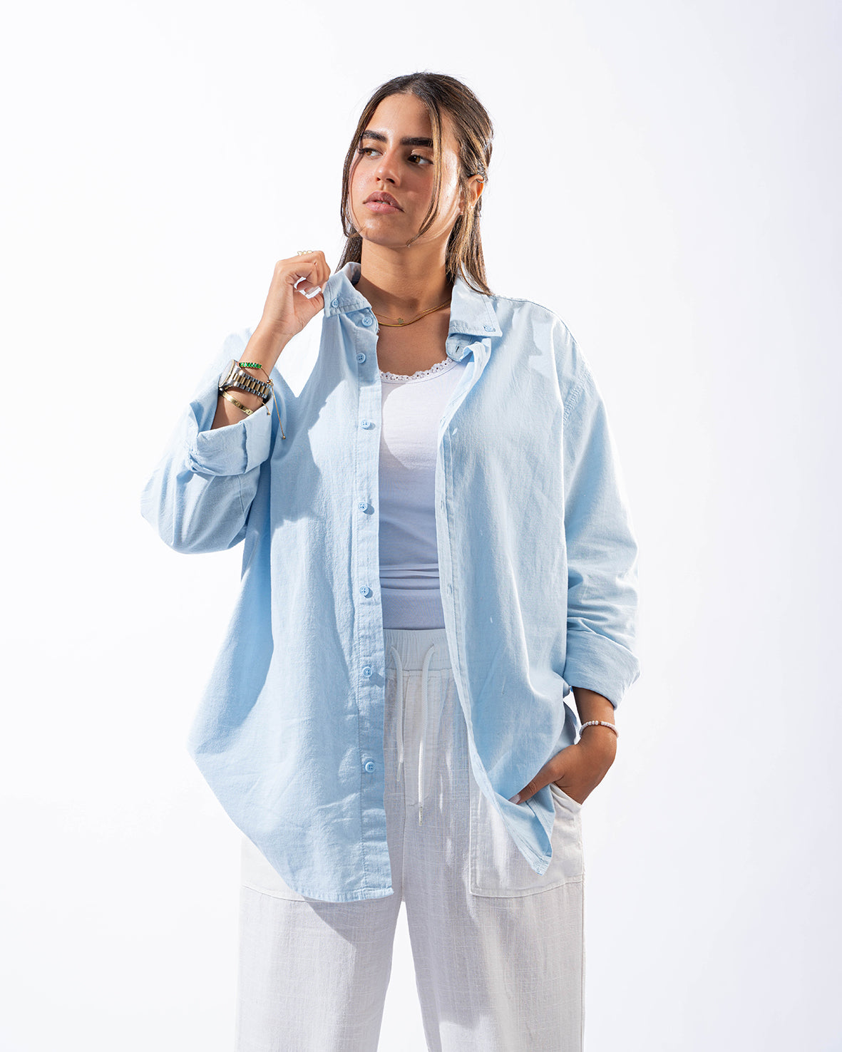 Unisex Sky Blue Linen Shirt