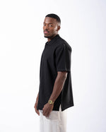 Black T-shirt Polo With Zipper