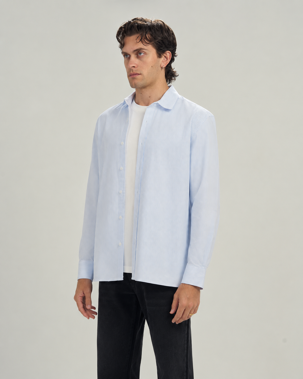Pinstripe Shirt In Sky Blue
