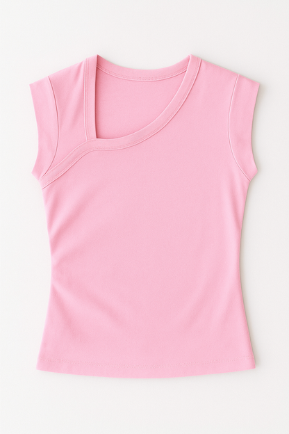 Quarter Sleeve Cropped Shirt - Pink