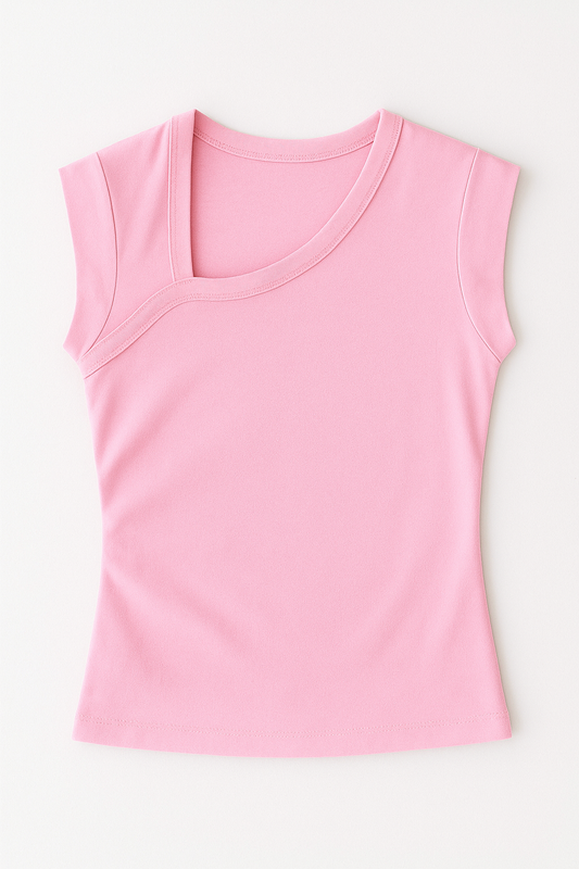 Quarter Sleeve Cropped Shirt - Pink