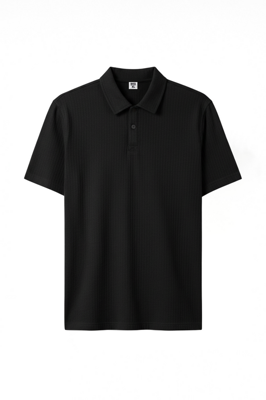 Button Down Black Polo T-Shirt