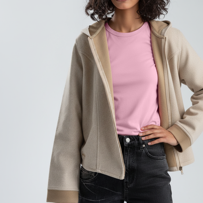 Beige Women's Gogh jacket With Hood