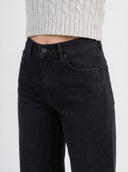 Women black pants High Sparkle High-Rise Wide Leg Jeans